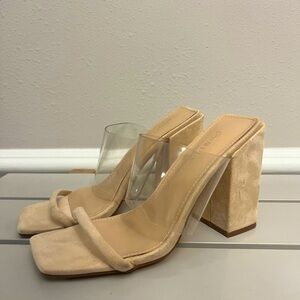 clear strap heel